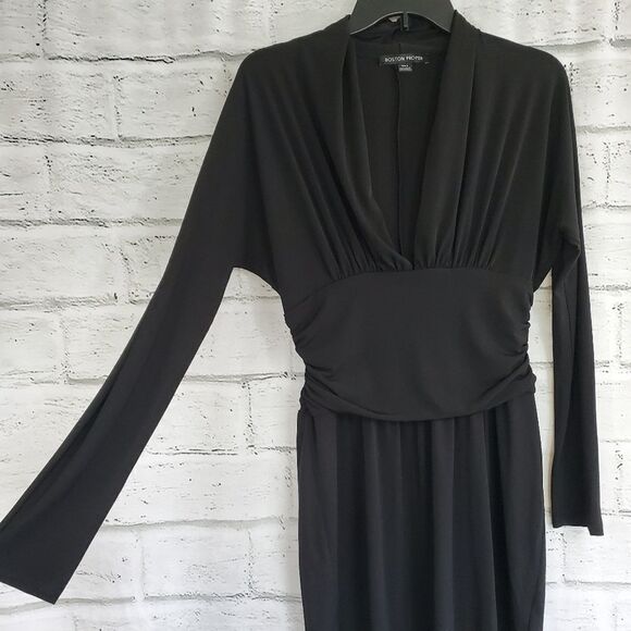 Boston Proper Black Long Sleev Dress Rouched - Picture 9 of 9